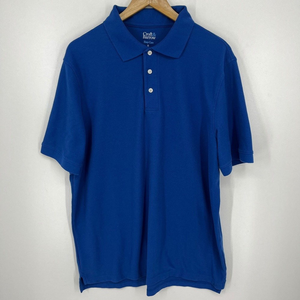 Croft & Barrow Mens Easy Care Short Sleeve Polo Shirt Blue Size XL Solid